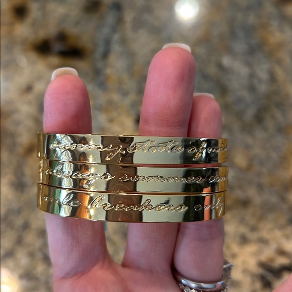 Lilly Pulitzer Gold-Tone Bangle Bracelets with Colorful Tassels - Set of 3 - Picture 3 of 4